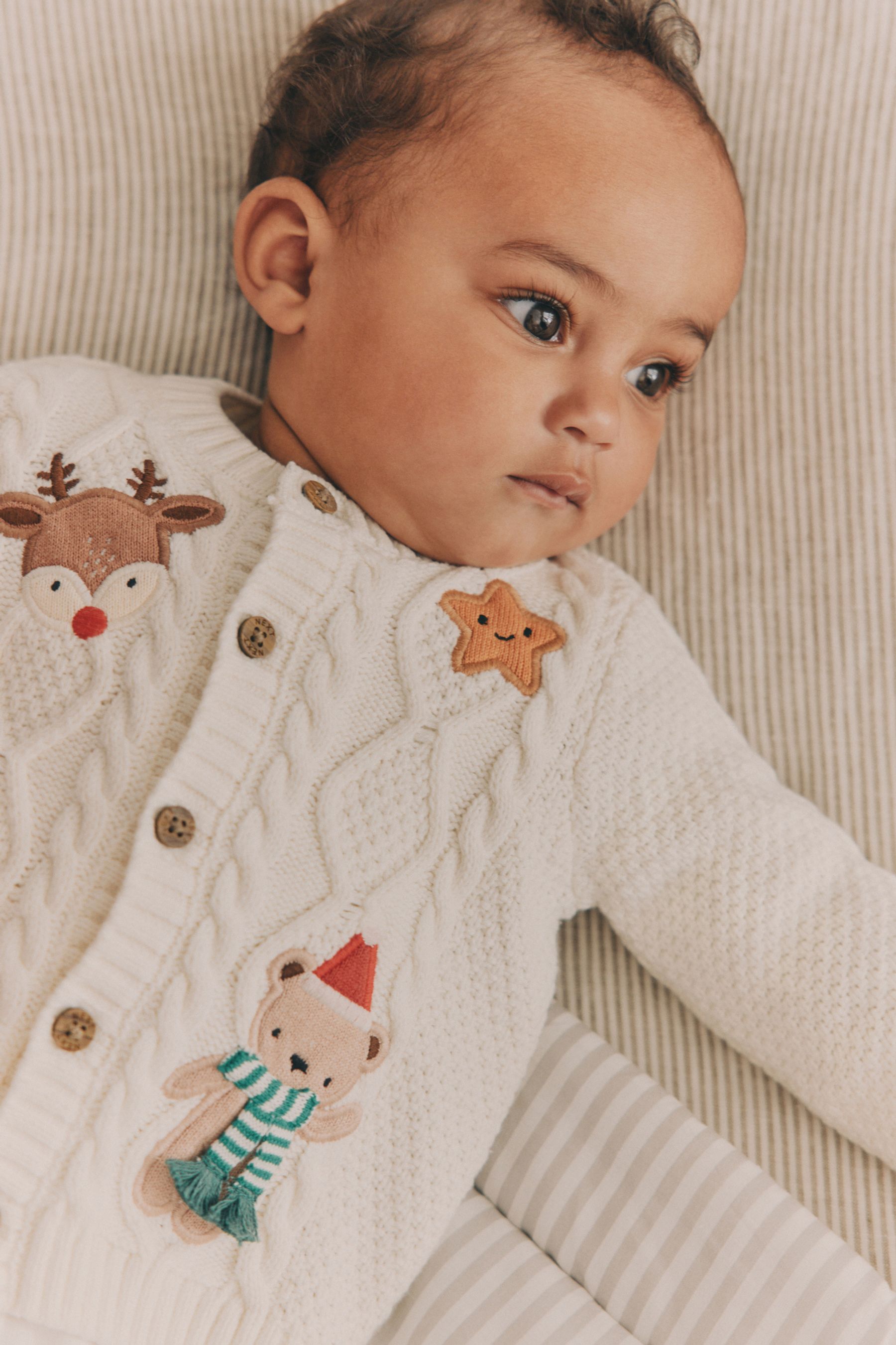 Buy White Christmas Knitted Baby Cardigan from the Next UK online shop