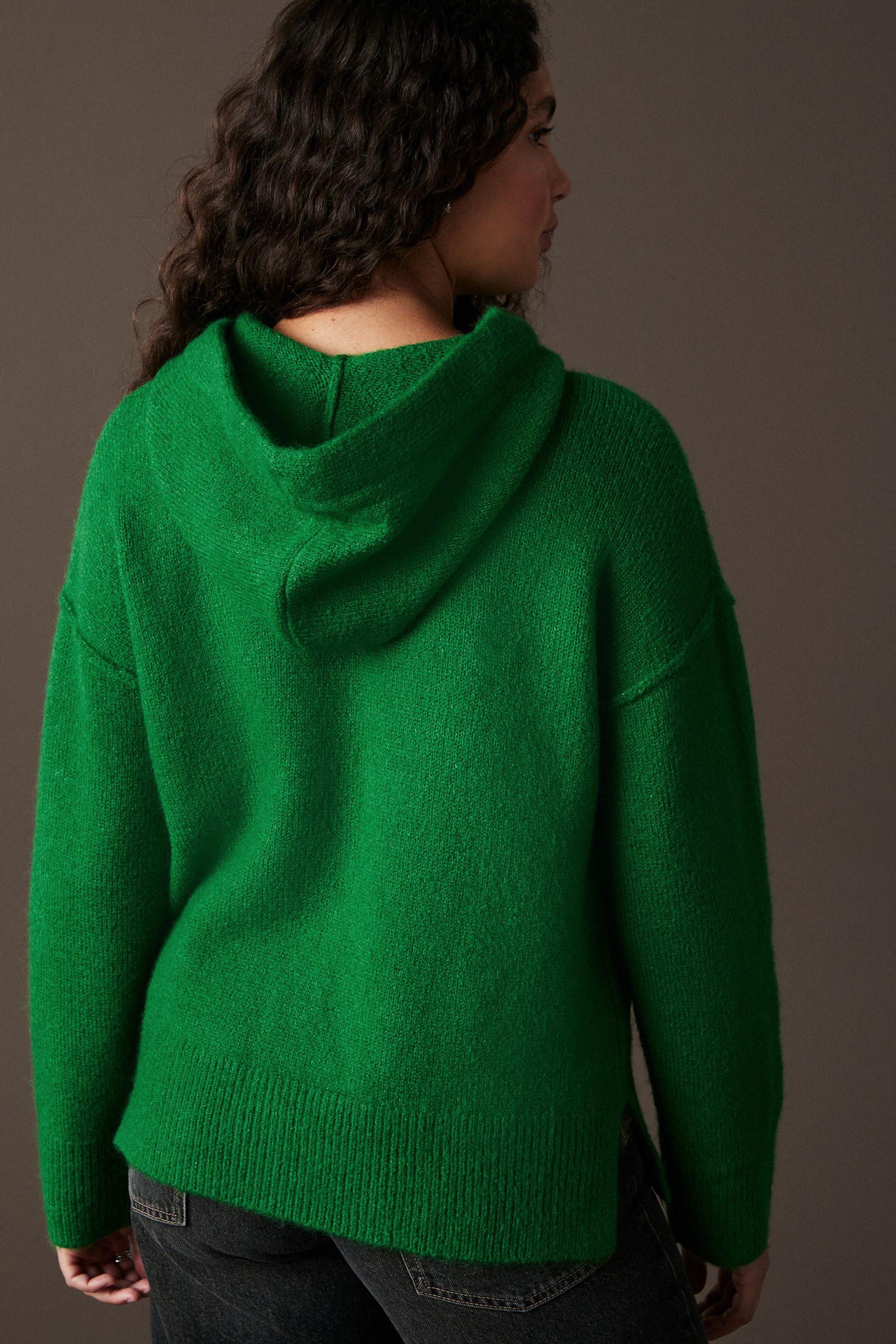 Buy Green Bright Relaxed Fit Oversized Knitted Hoodie Jumper from the Next UK online shop