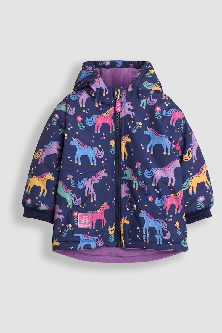 JoJo Maman Bébé Lilac Unicorn Fleece Lined Jacket - Image 2 of 7