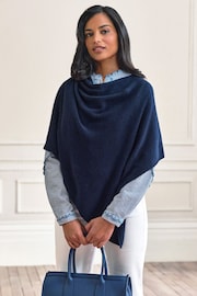 Pure Collection Blue Organic Cashmere Gassato Poncho - Image 1 of 3