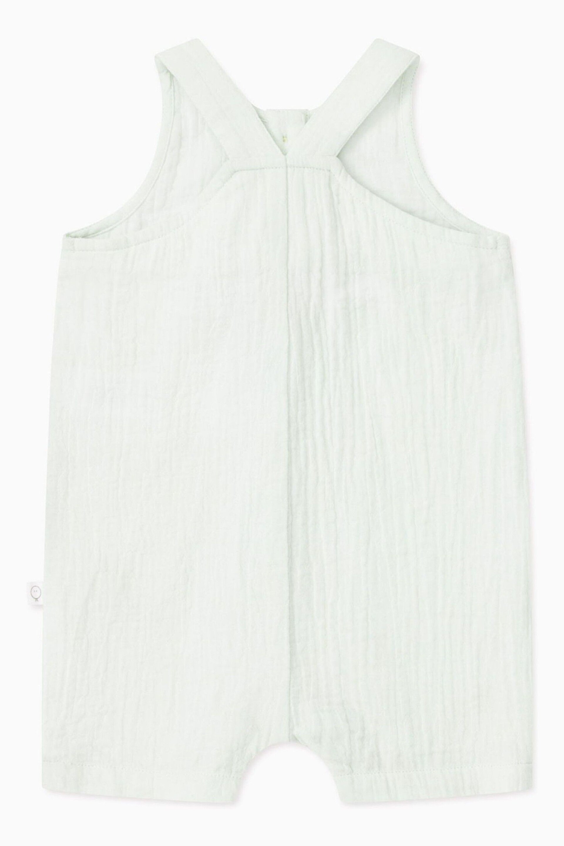 MORI Green Organic Cotton Muslin Summer Button Front Romper - Image 2 of 2