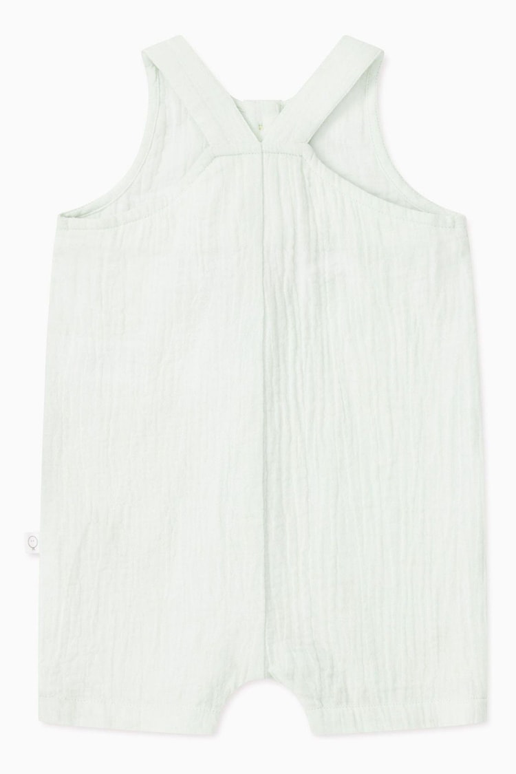 MORI Green Organic Cotton Muslin Summer Button Front Romper - Image 2 of 2