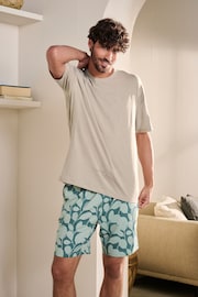 Sage Green Scion Pyjamas Shorts Set - Image 1 of 7