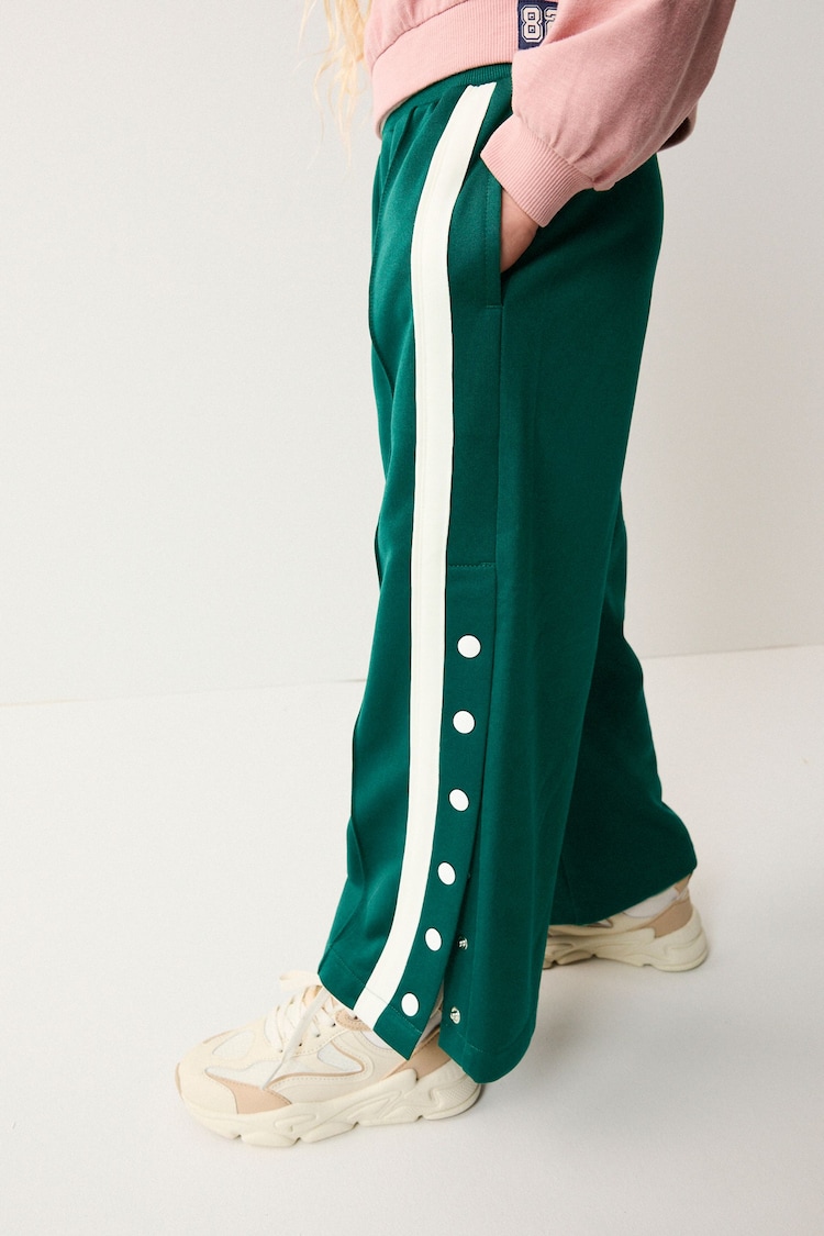 Green Wide Leg Popper Joggers (3-16yrs) - Image 1 of 7