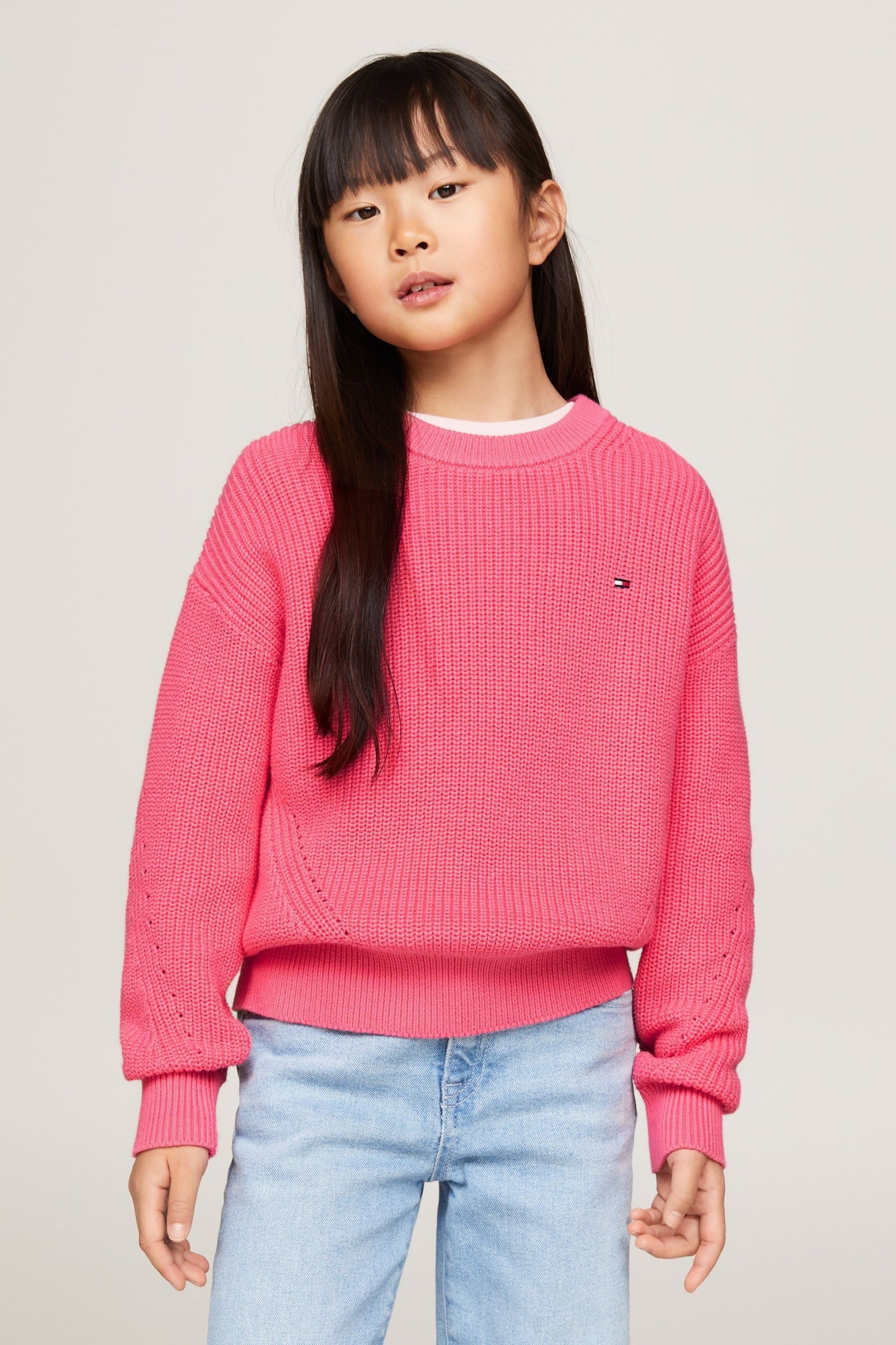 Tommy Hilfiger Pink Essential Rib Sweater - Image 1 of 6