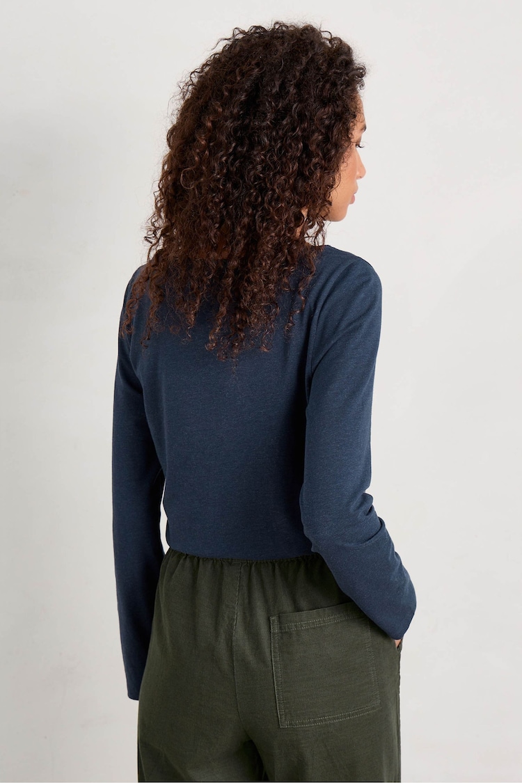 Seasalt Cornwall Blue Easel Long Sleeve Jersey Top - Image 2 of 4