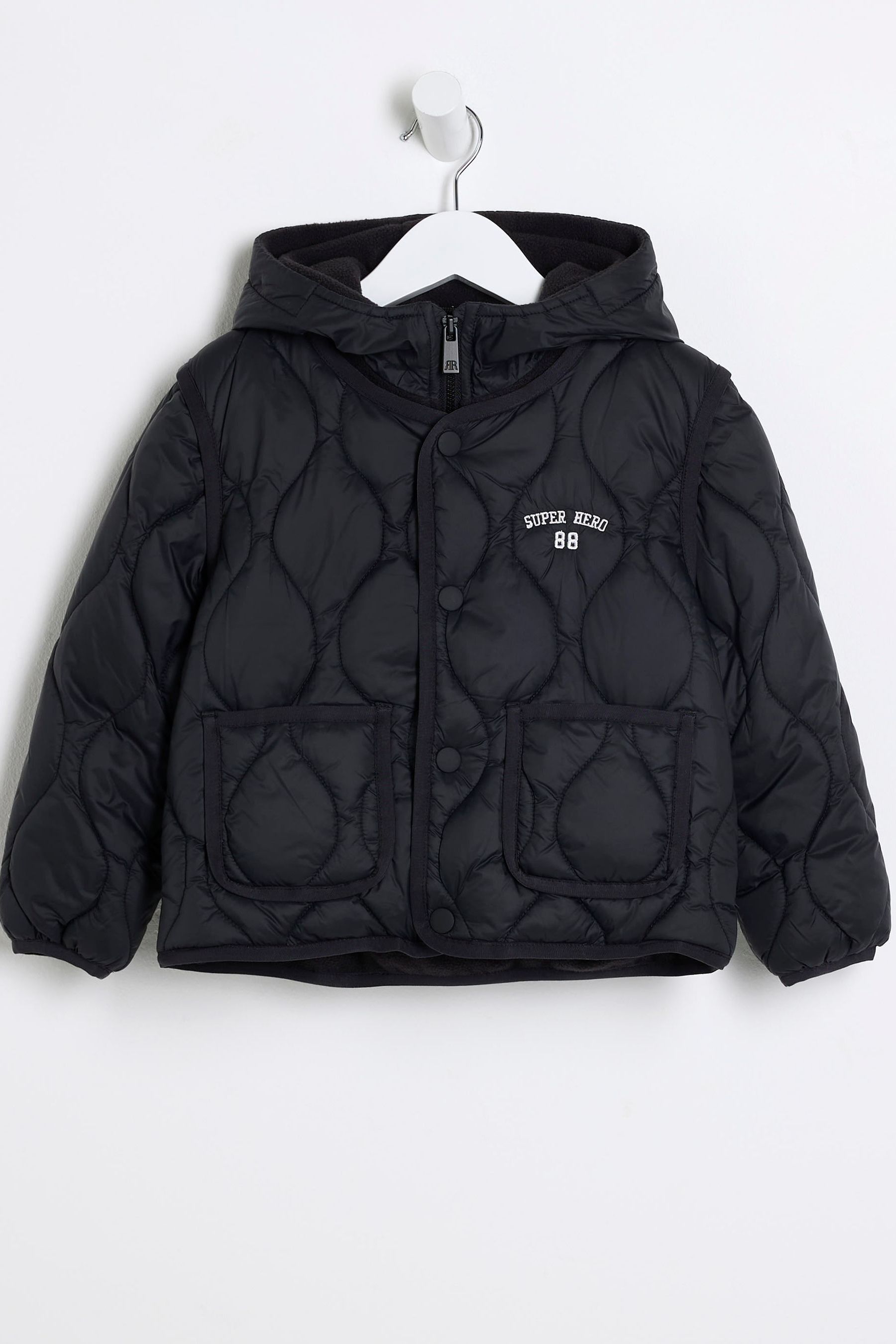 Buy River Island Black Boys 2 In 1 Padded Coat from the Next UK online shop