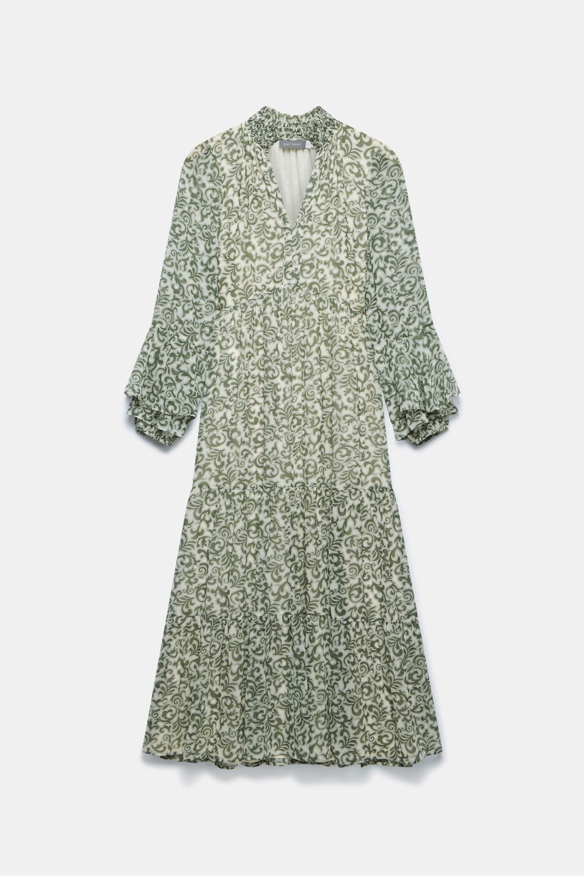 Mint Velvet Green Floral Print Maxi Dress - Image 3 of 4