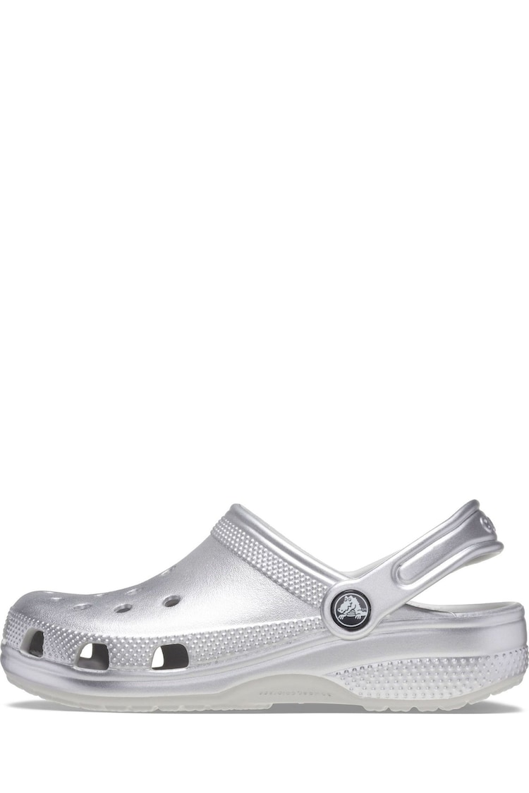 Crocs Silver Glitter Kids Classic Clogs - Image 2 of 6