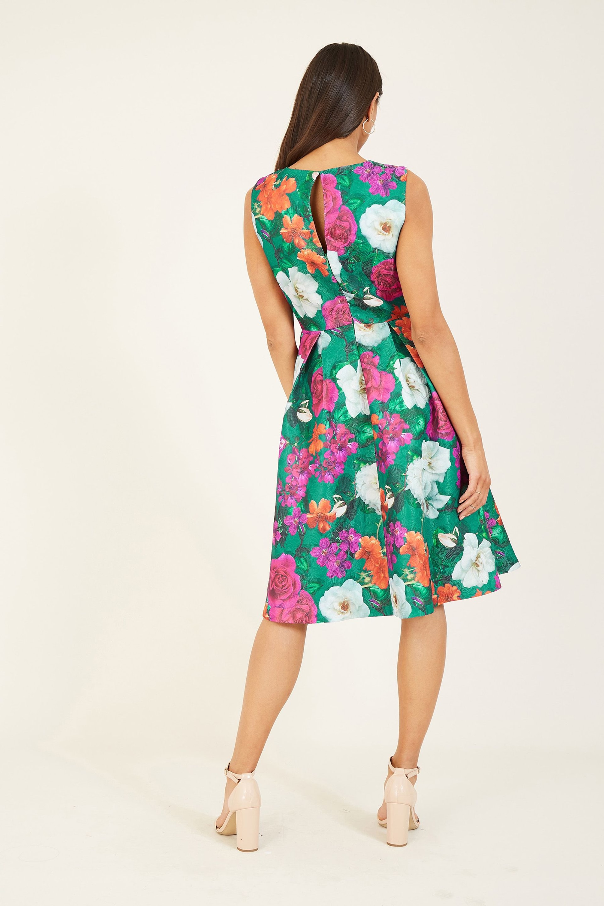 Yumi Green Floral Skater Dress - Image 2 of 4