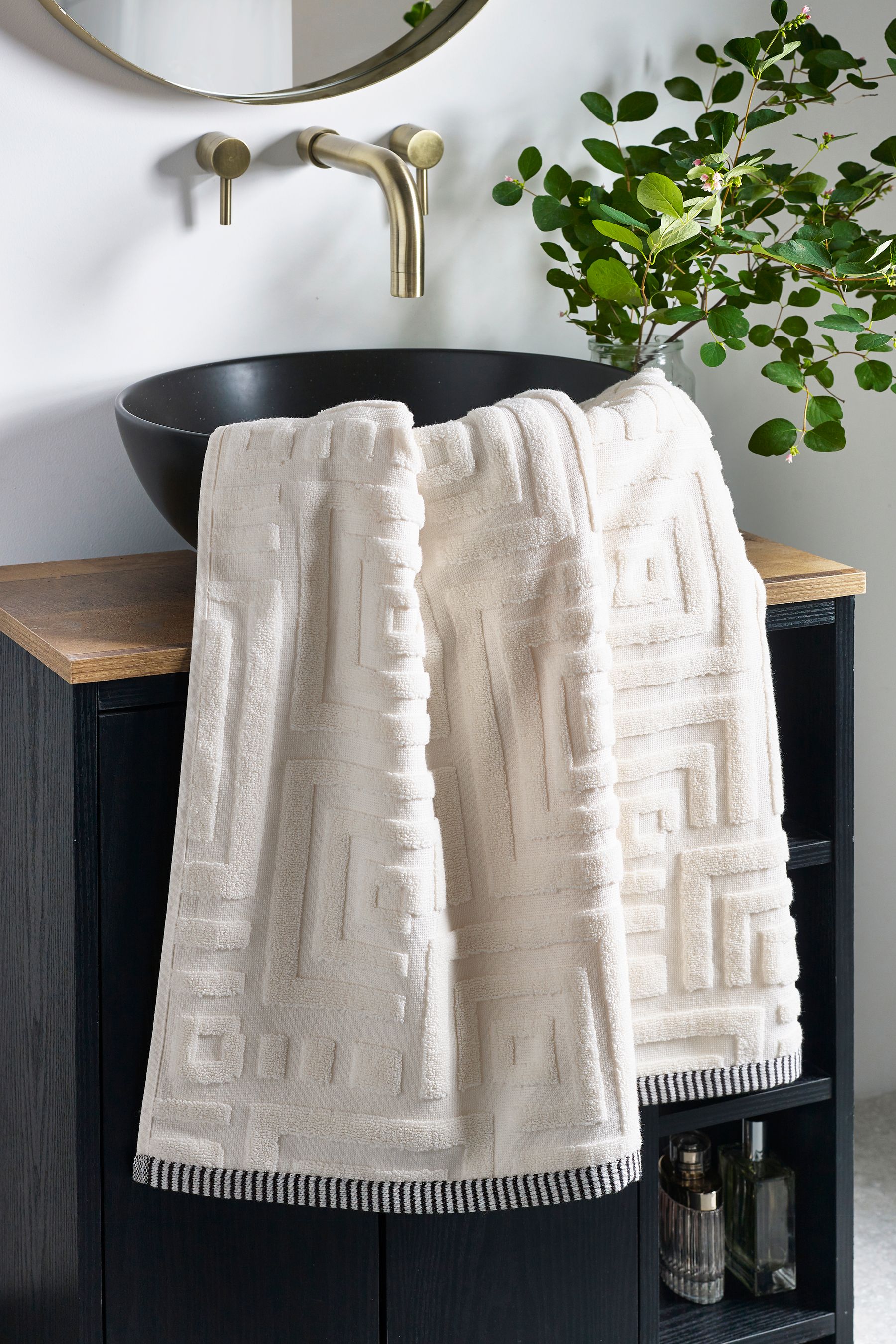 Buy White Cream Geo Towel 100 Cotton from the Next UK online shop