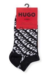 HUGO Three-Pack Of Cotton-Blend Ankle Black Socks With Logos - Image 3 of 3
