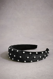 Black Tabitha Simmons Lucy Sparkle Velvet Headband - Image 5 of 7