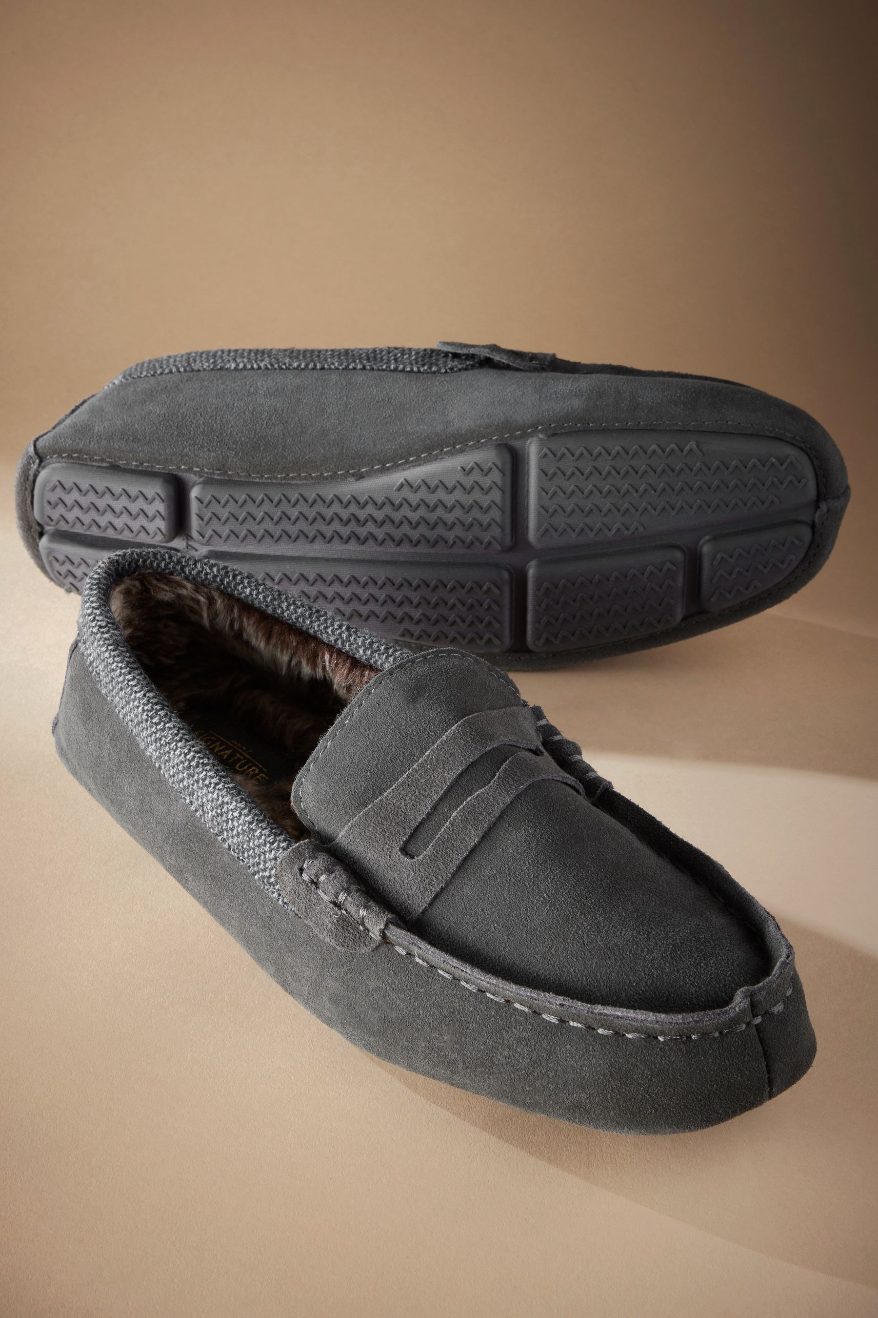 Buy Grey Moccasin Slippers from Next Oman