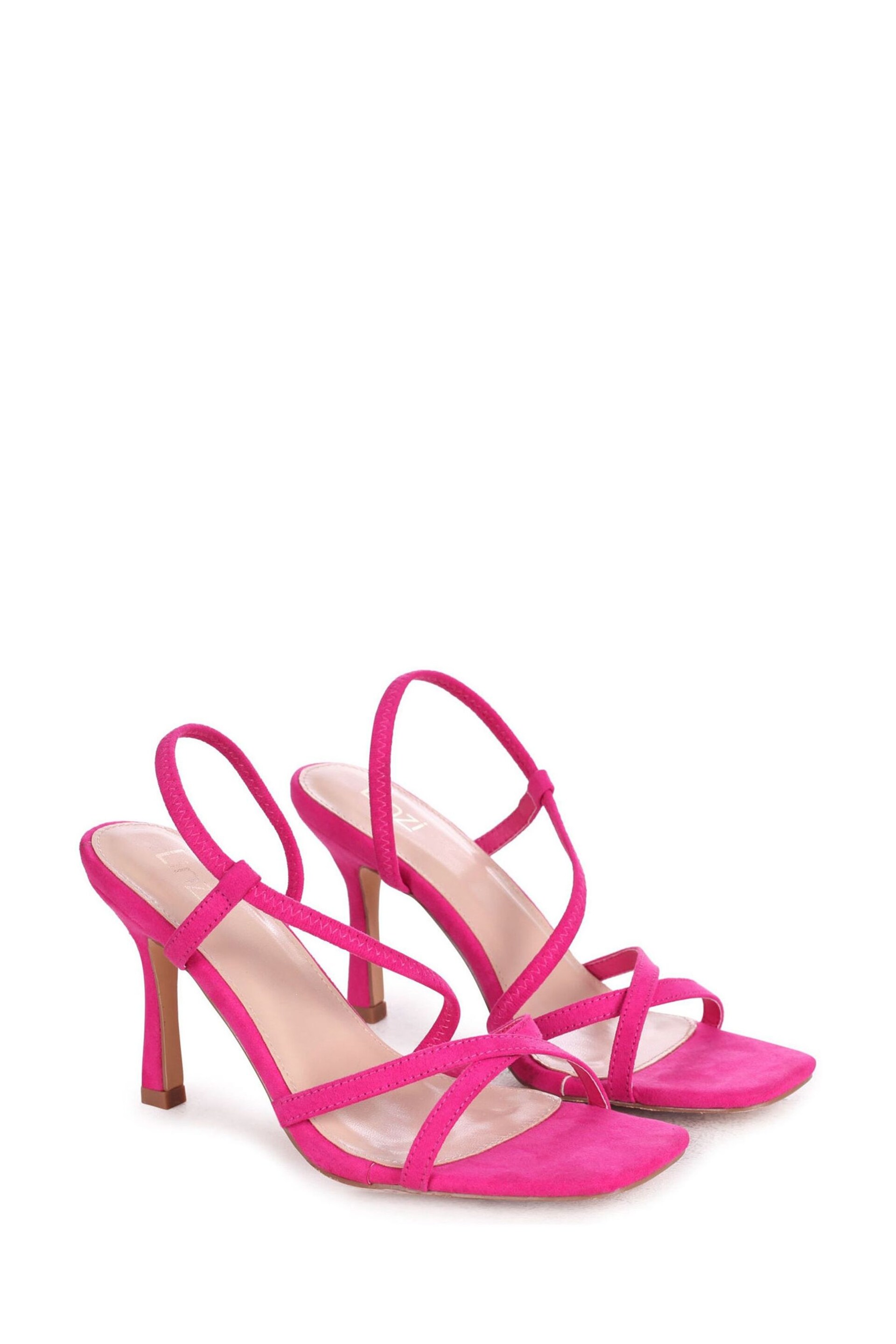 Linzi Pink Silvie Faux Suede Strappy Heeled Sandals - Image 3 of 4