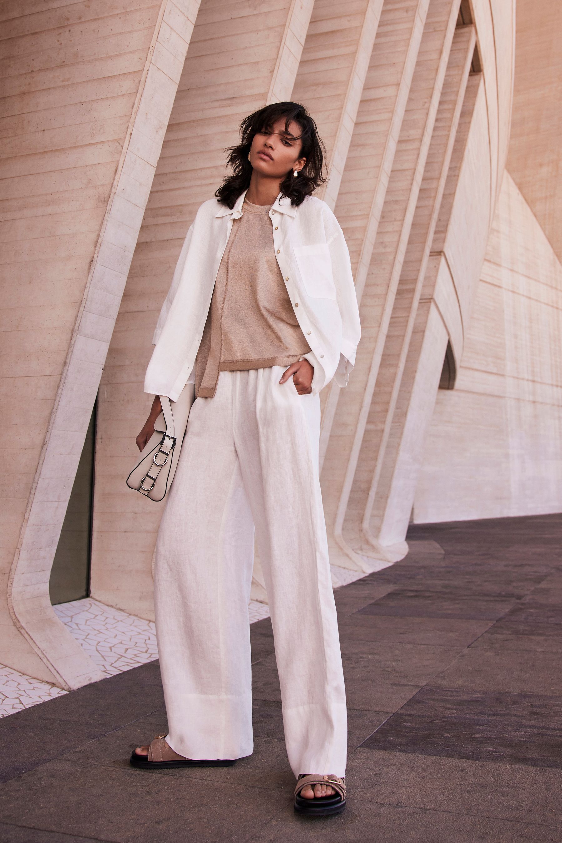 Buy Mint Velvet White 100 Linen Wide Leg Trousers from Next Luxembourg