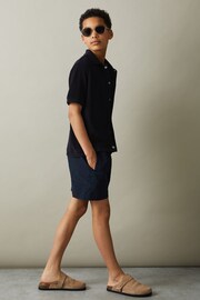 Reiss Navy Eden Towelling Cuban Collar Shirt - Image 2 of 3