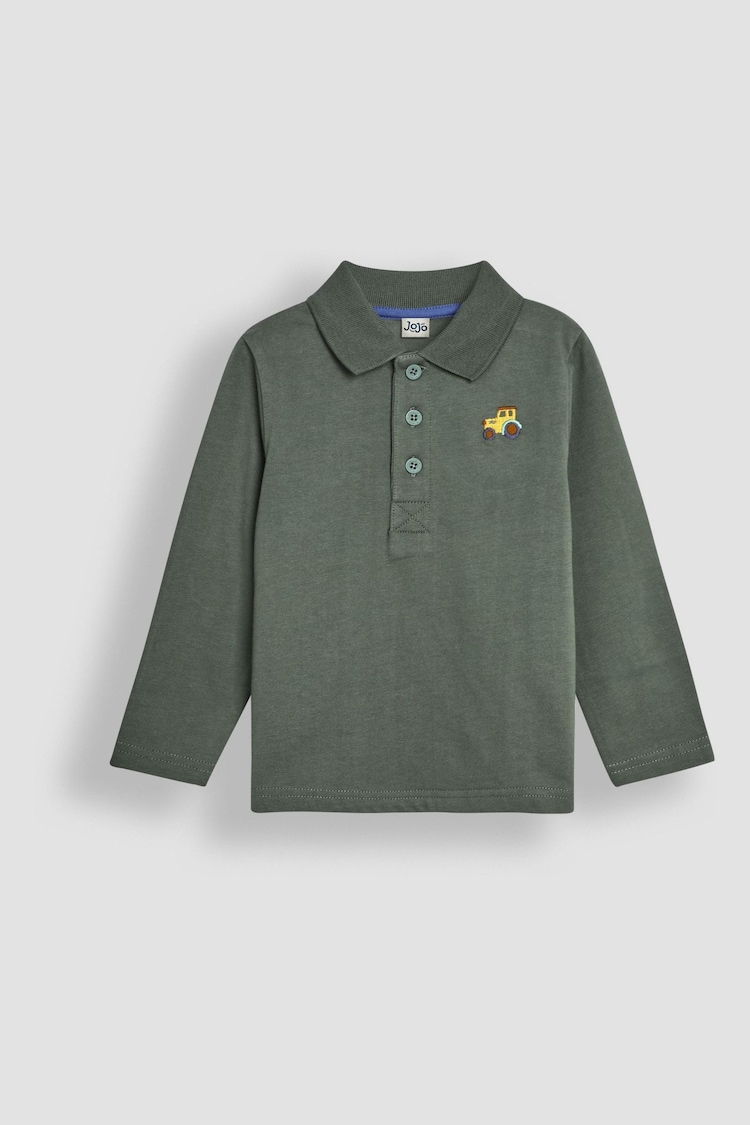 JoJo Maman Bébé Khaki Green Tractor Polo Shirt - Image 1 of 3