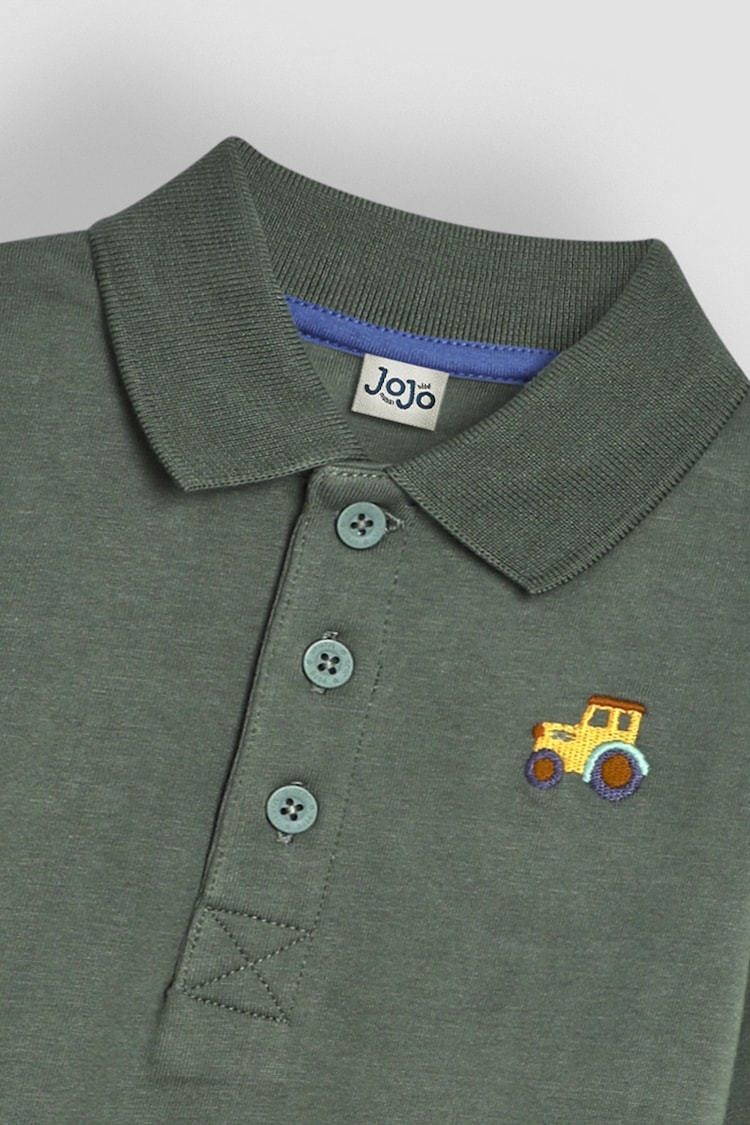 JoJo Maman Bébé Khaki Green Tractor Polo Shirt - Image 3 of 3