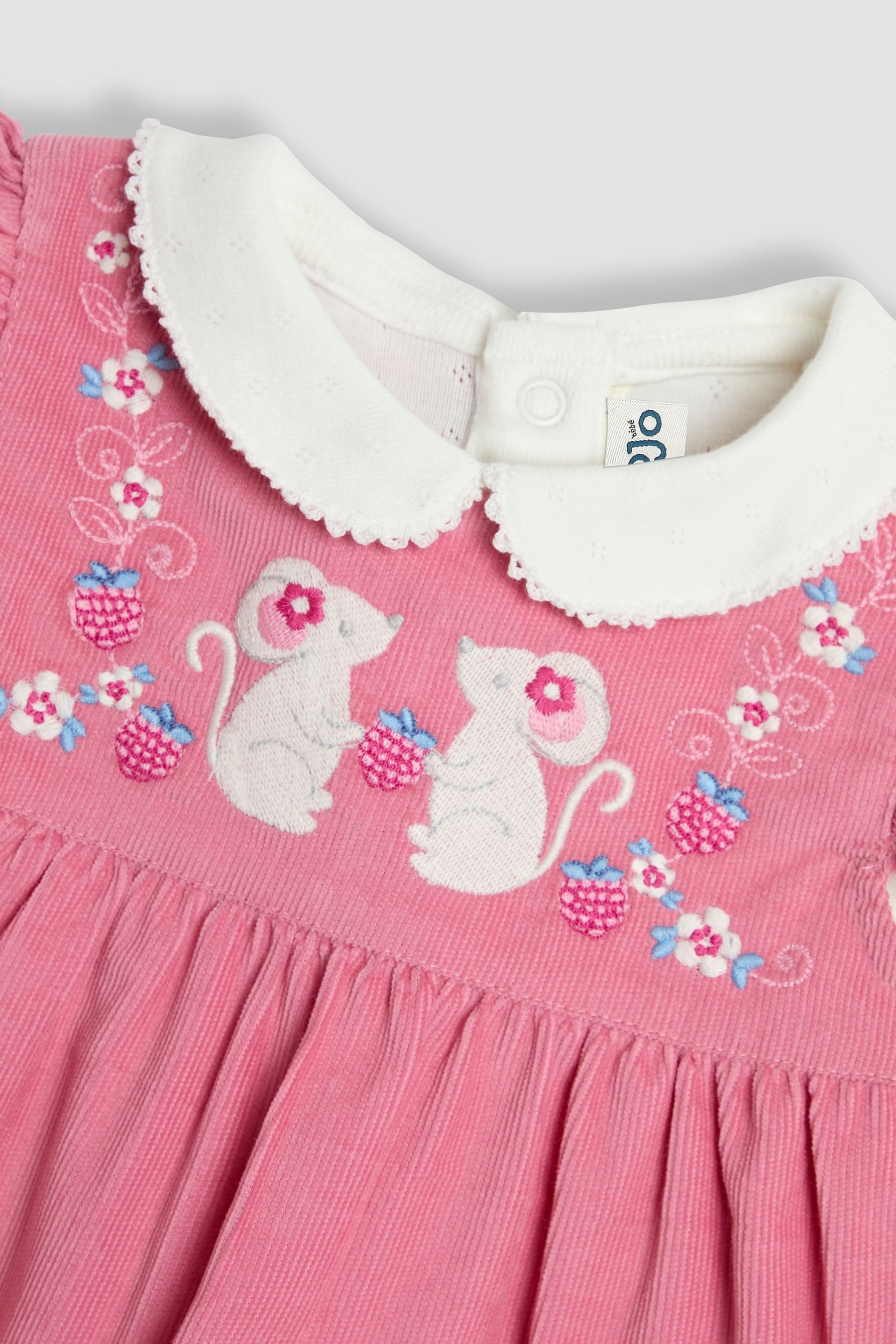 Buy JoJo Maman Bebe Rose Pink Mouse Cord Embroidered Baby Dress Body Set from Next Luxembourg
