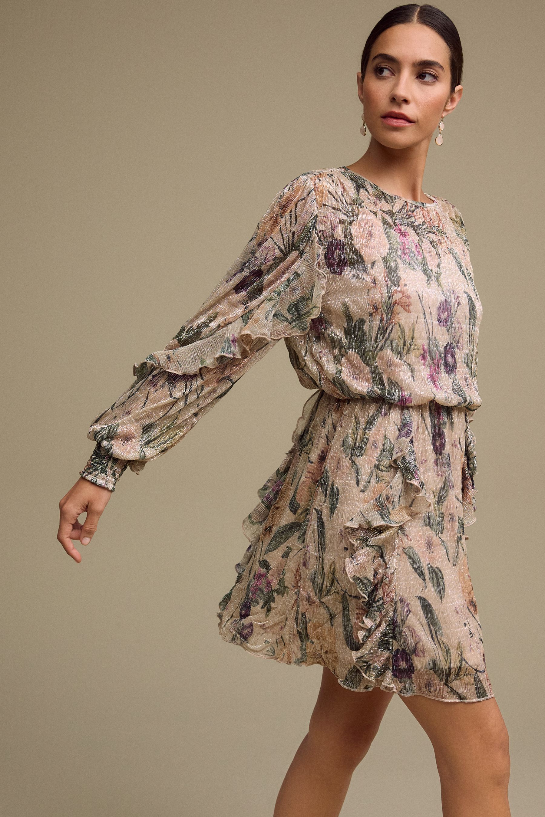 River island midi dress with ruffle detail in pink floral discount