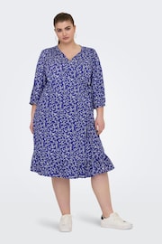 ONLY Curve Blue Polka Dot Print Midi Wrap Dress - Image 2 of 8