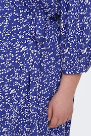 ONLY Curve Blue Polka Dot Print Midi Wrap Dress - Image 4 of 8