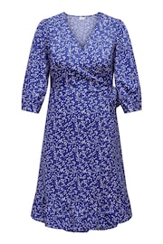 ONLY Curve Blue Polka Dot Print Midi Wrap Dress - Image 7 of 8