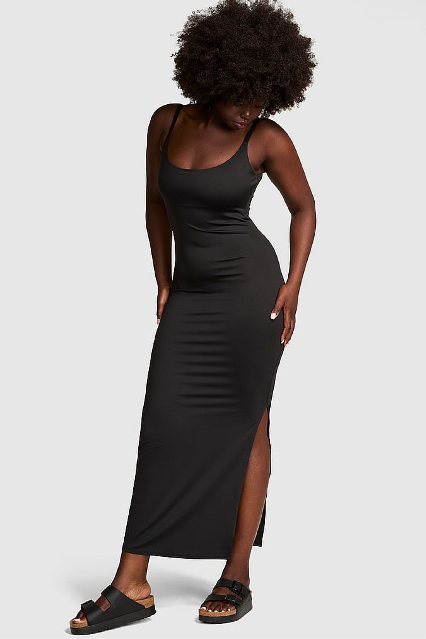 Pink and black maxi dress top