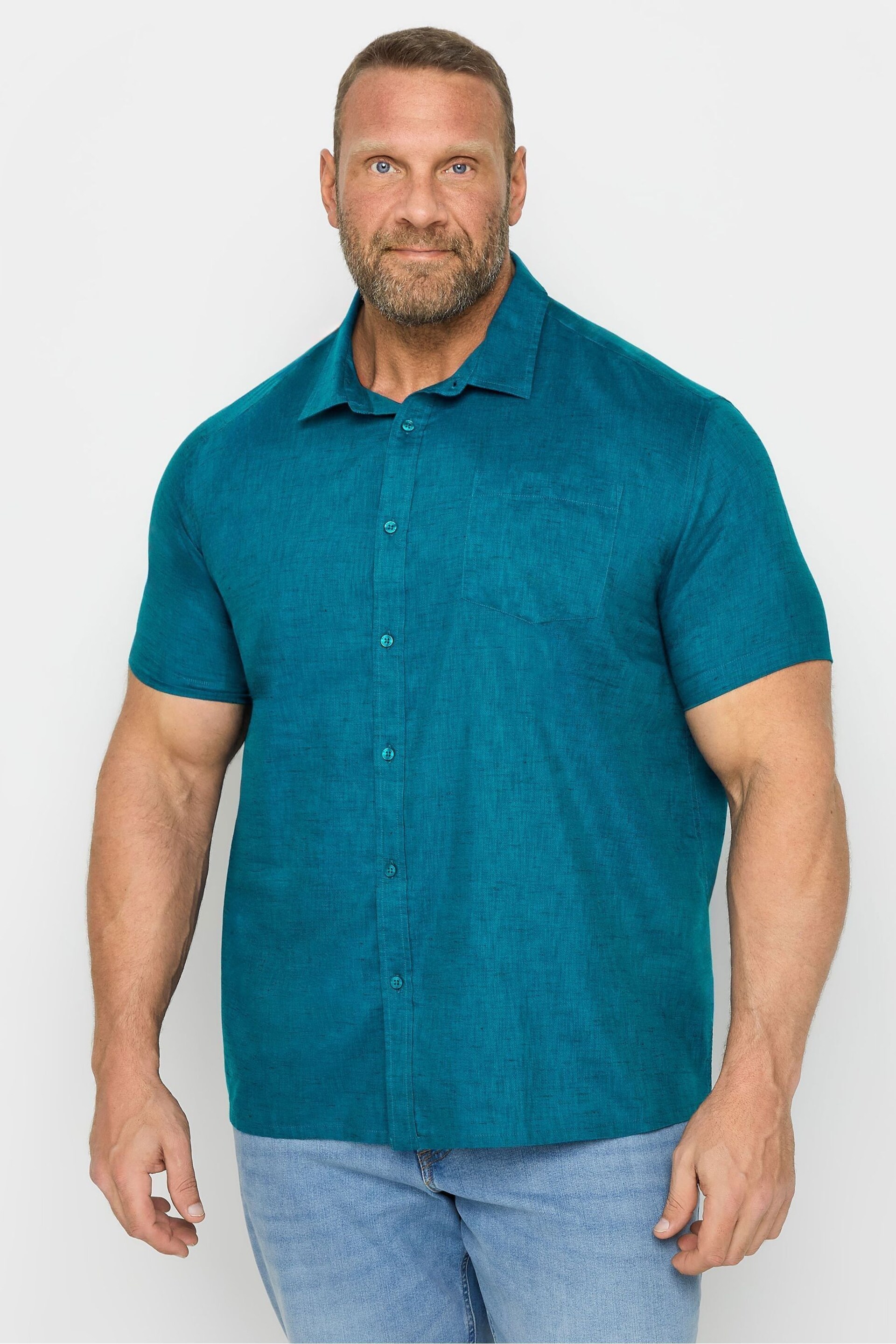 BadRhino Big & Tall Dark Blue Blue Marl Short Sleeve Shirt - Image 2 of 4