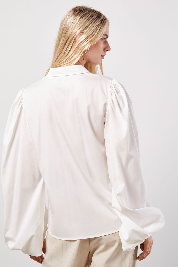 Apricot Cream Statement Sleeve Cotton Modal Shirt - Image 2 of 5