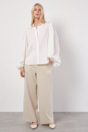 Apricot Cream Statement Sleeve Cotton Modal Shirt - Image 3 of 5