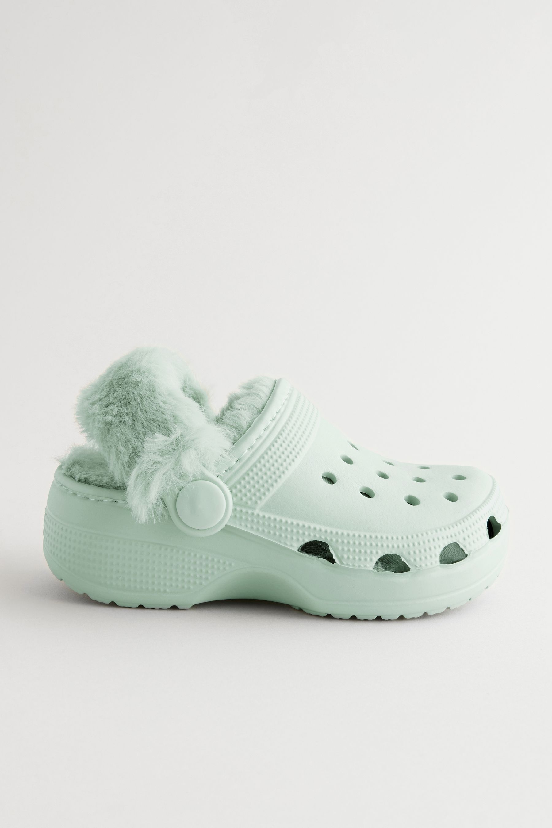 Buy Sage Green Faux Fur Lined Clog Slippers from the Next UK online shop