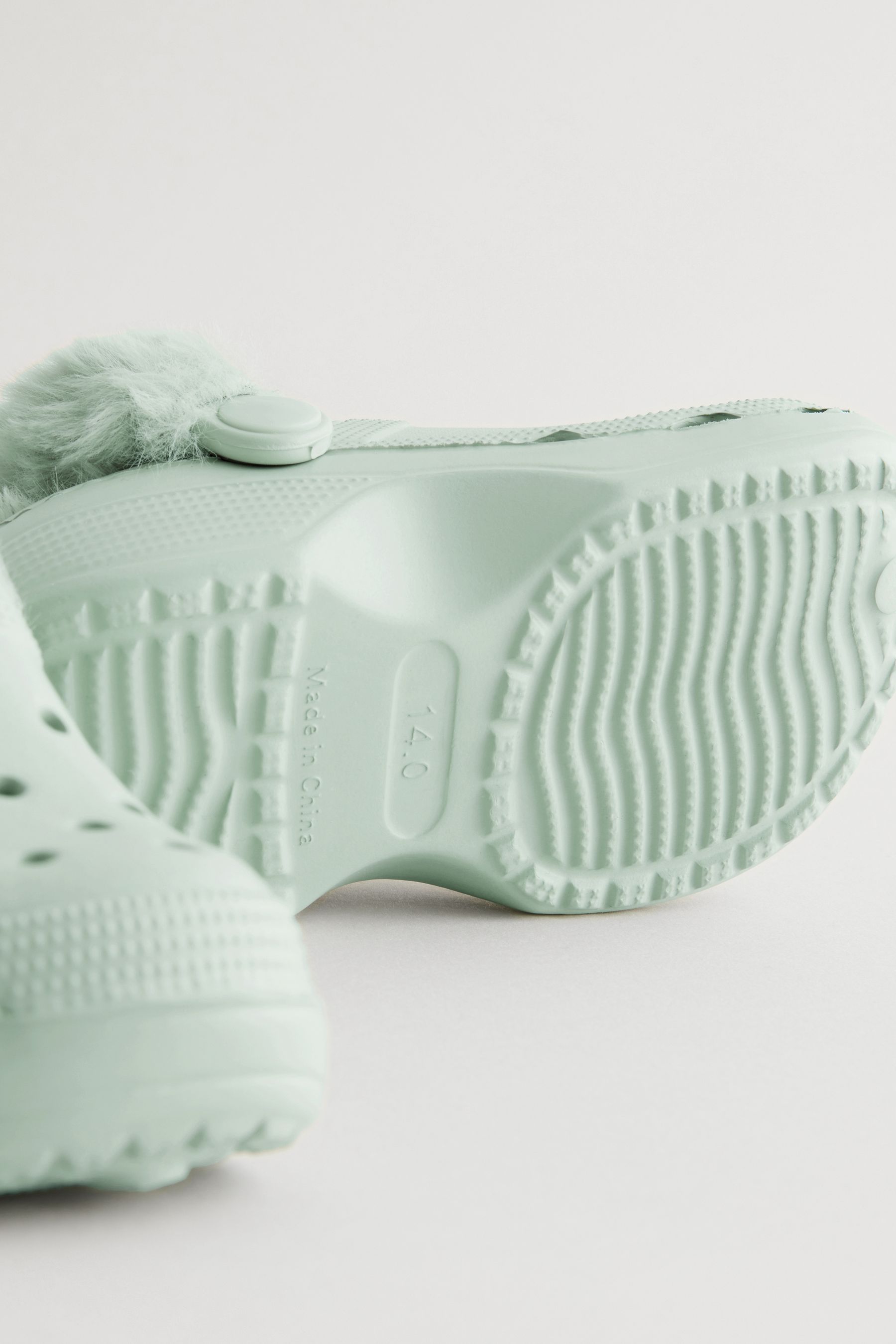 Buy Sage Green Faux Fur Lined Clog Slippers from the Next UK online shop