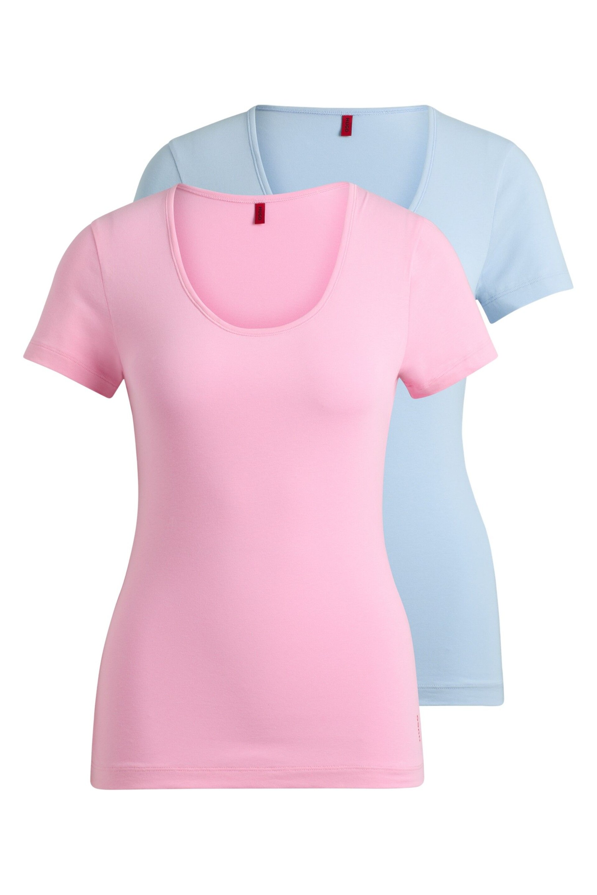 HUGO Pink/Blue Stretch Cotton Underwear T-Shirts 2 Pack - Image 1 of 5
