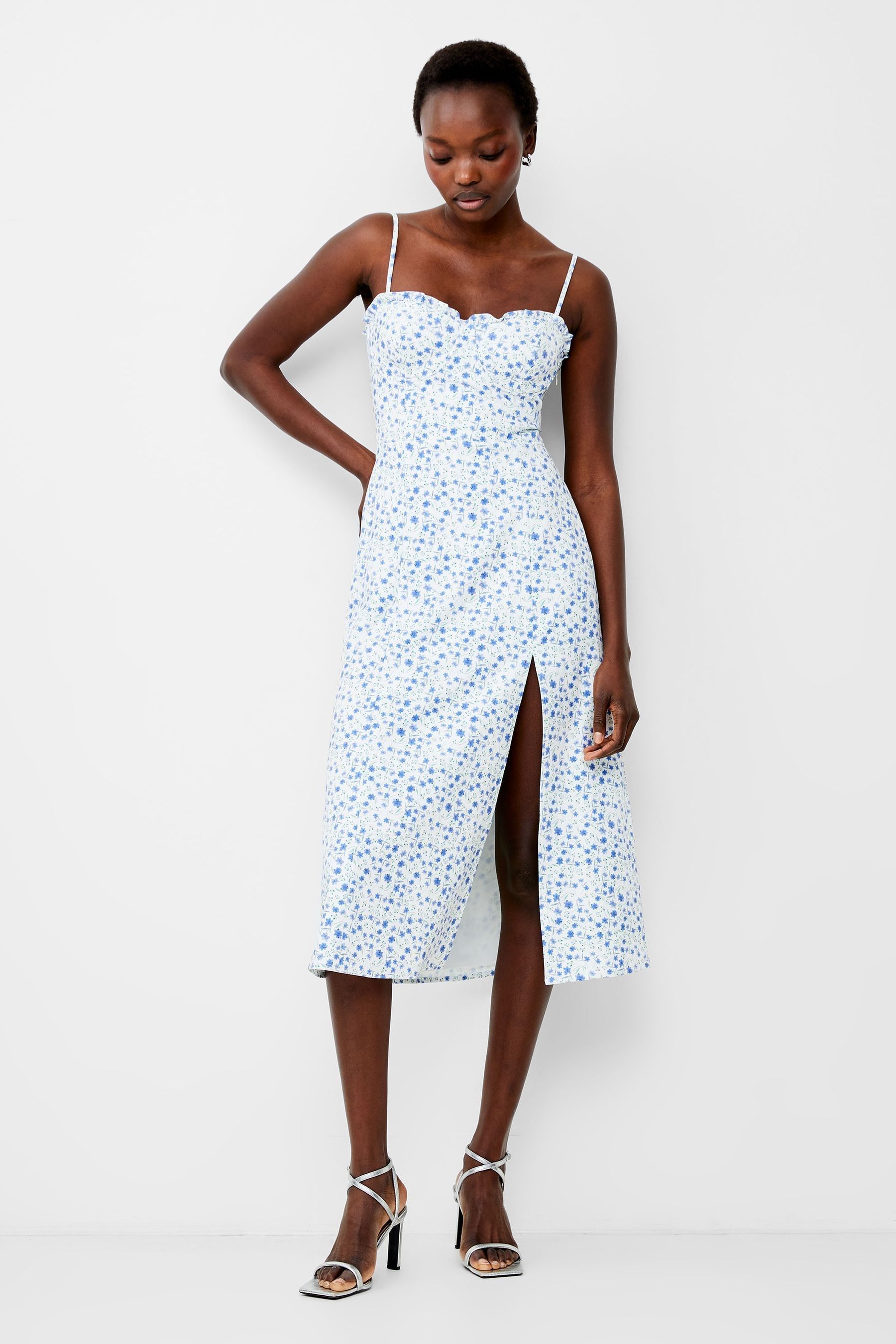 French Connection White Crepe Camille Echo Strappy Dress