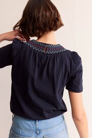 Boden Blue Smock Neck Puff Sleeve Top - Image 2 of 4