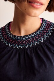 Boden Blue Smock Neck Puff Sleeve Top - Image 4 of 4