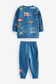 Blue Vehicles 100% Cotton All Over Print Character Sweatshirt and Joggers Set (3mths-7yrs) - Image 4 of 7