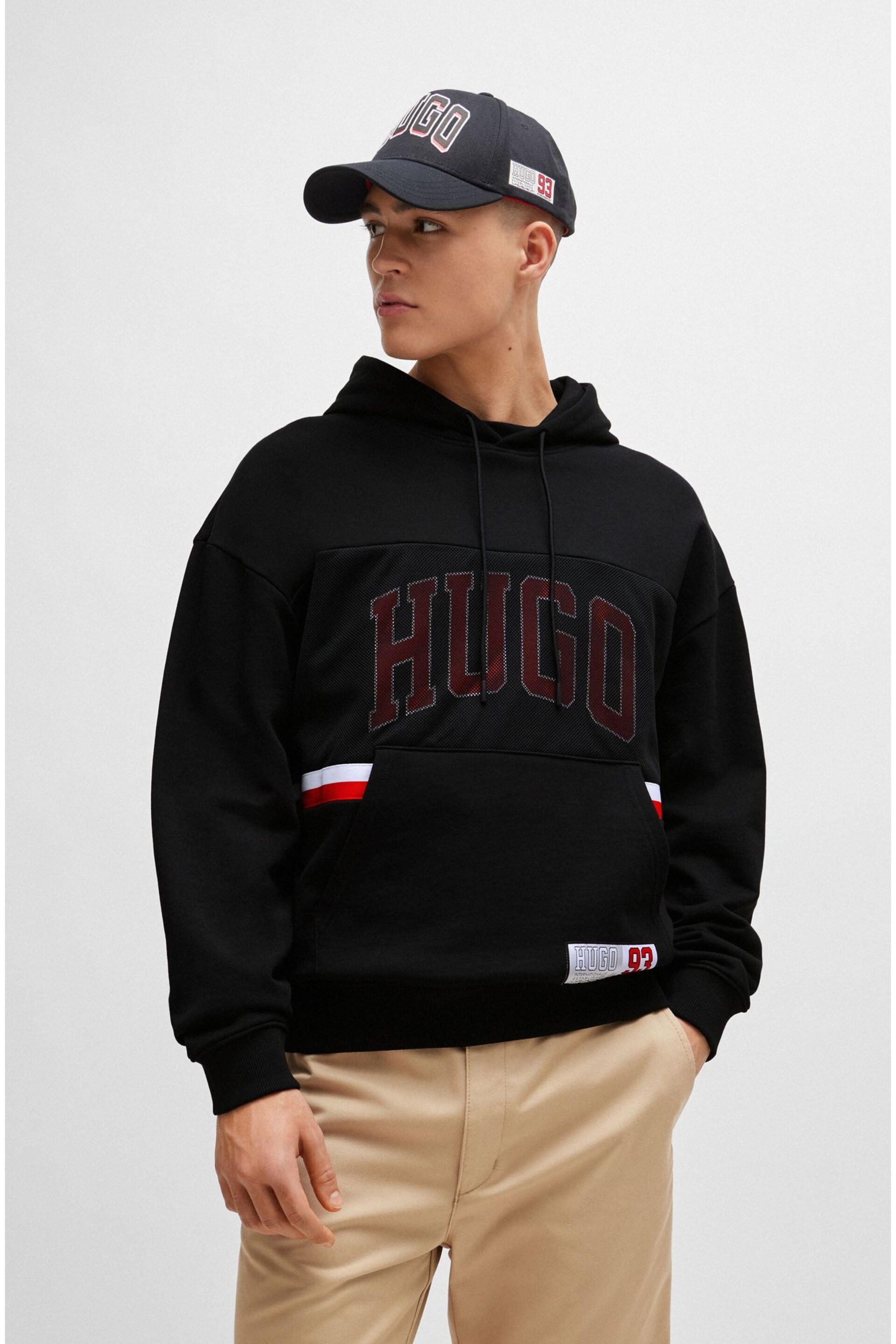 HUGO Sporty Varisty Logo Block Hoodie - Image 1 of 5