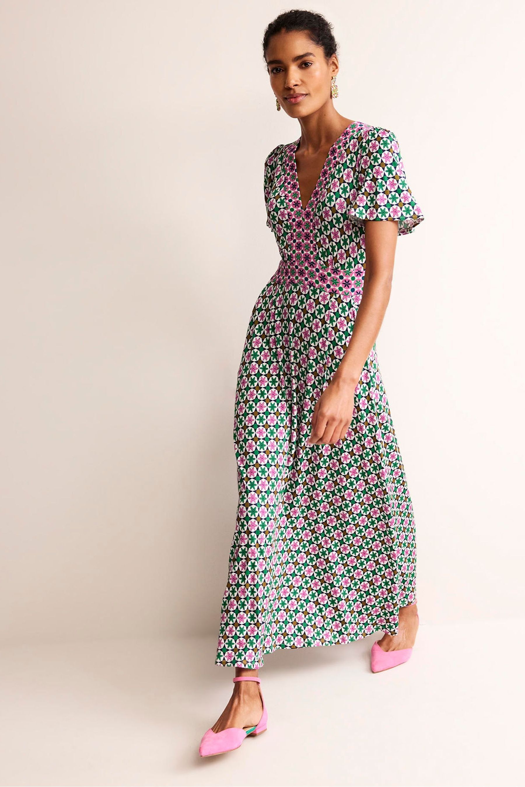Buy Boden Multi Flutter Jersey Maxi Dress from Next Luxembourg