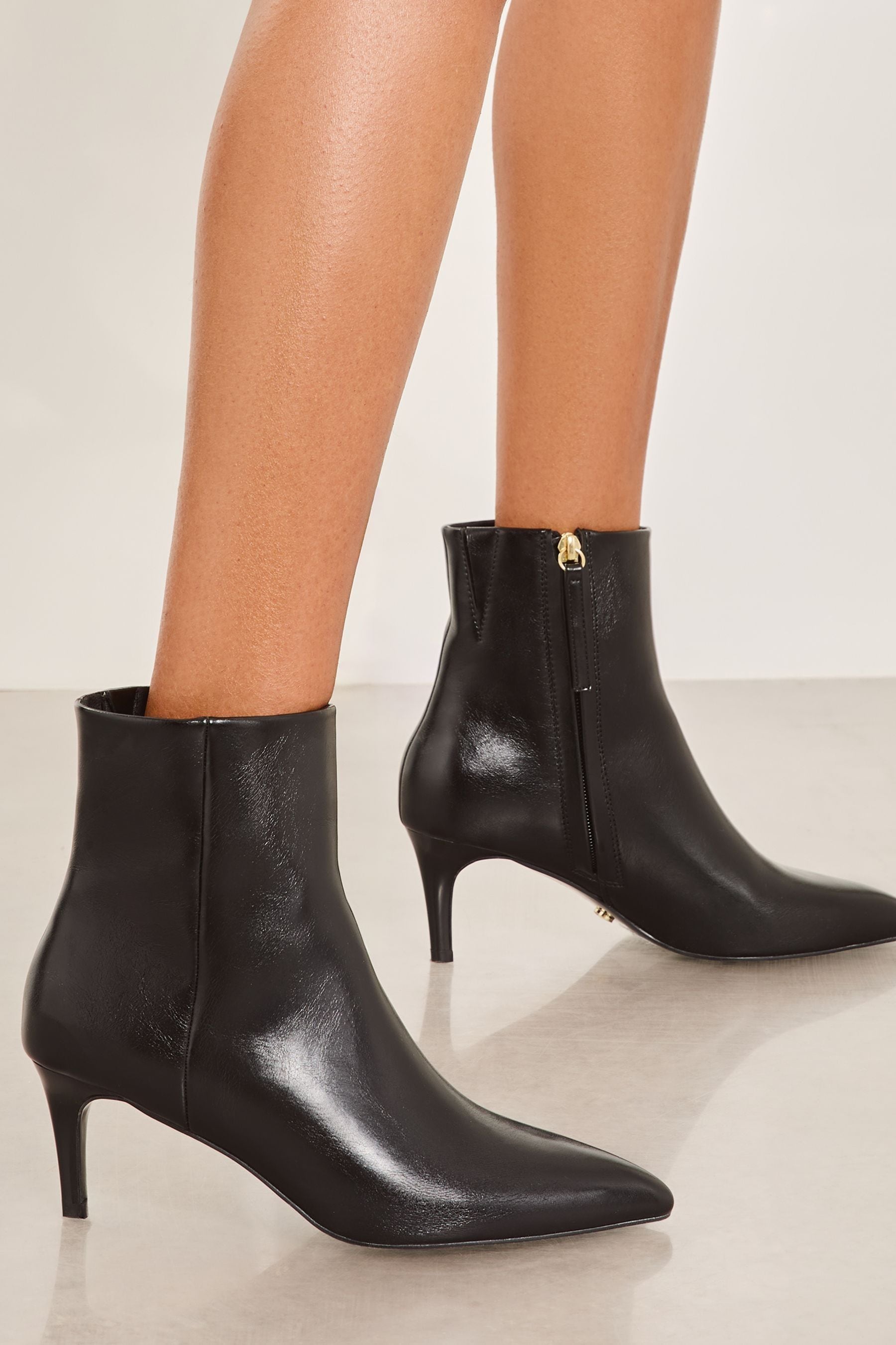 Buy Lipsy Black Low Kitten Heel Faux Leather Ankle Boot from Next Luxembourg