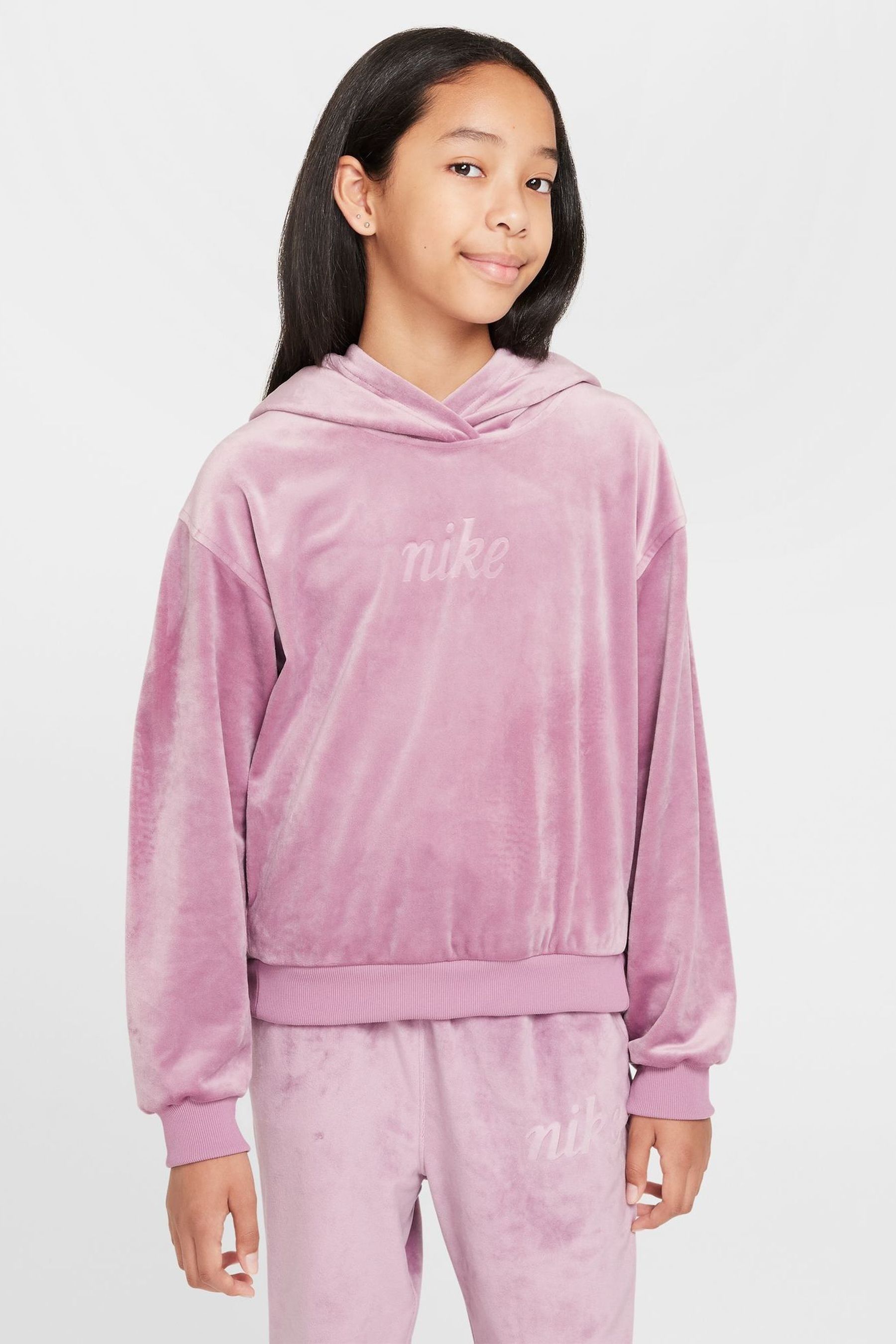 Buy Nike Purple Plum Velour Overhead Hoodie from Next Luxembourg