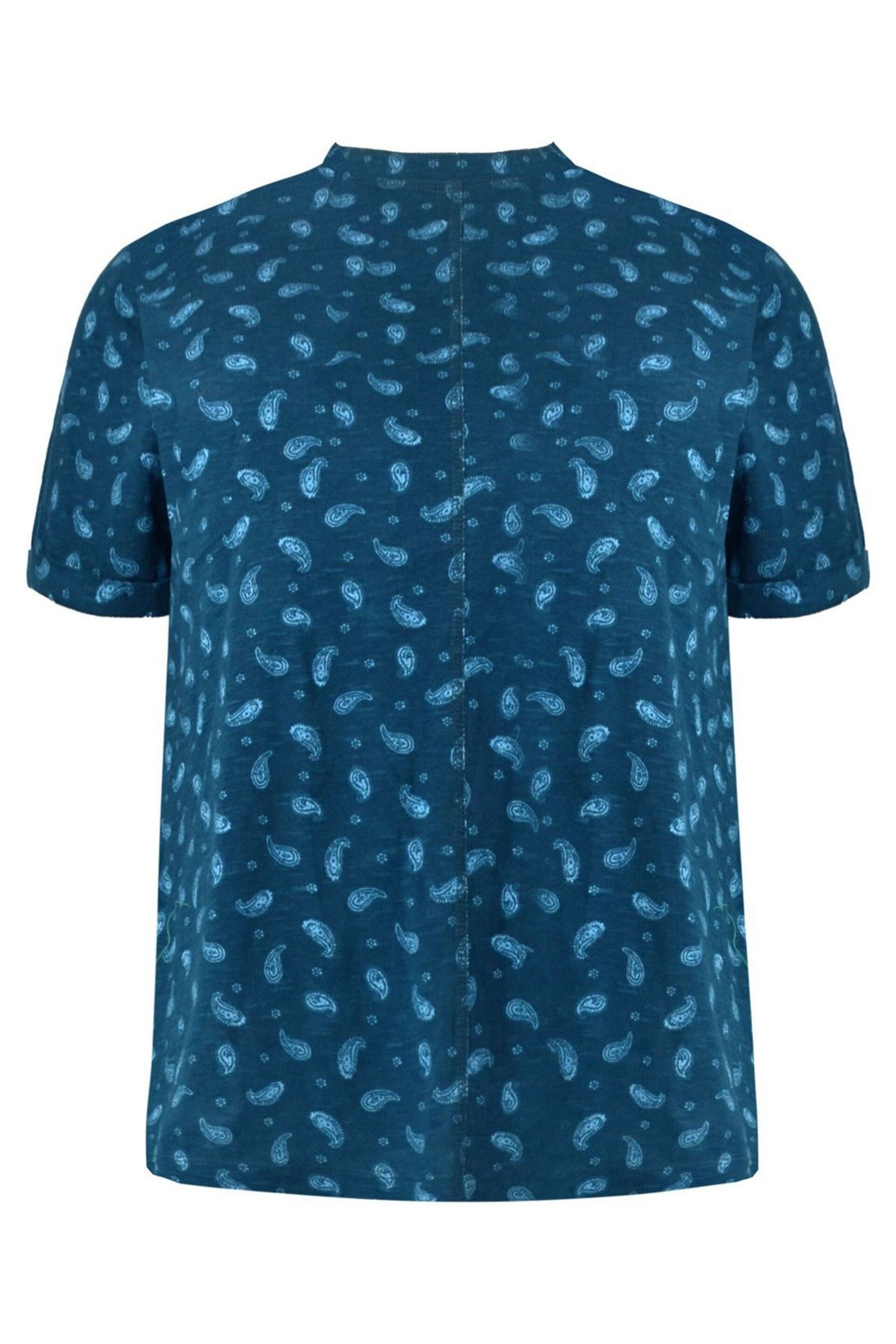 Live Unlimited Curve Blue Paisley Print Cotton Slub Round Neck T-Shirt - Image 7 of 7
