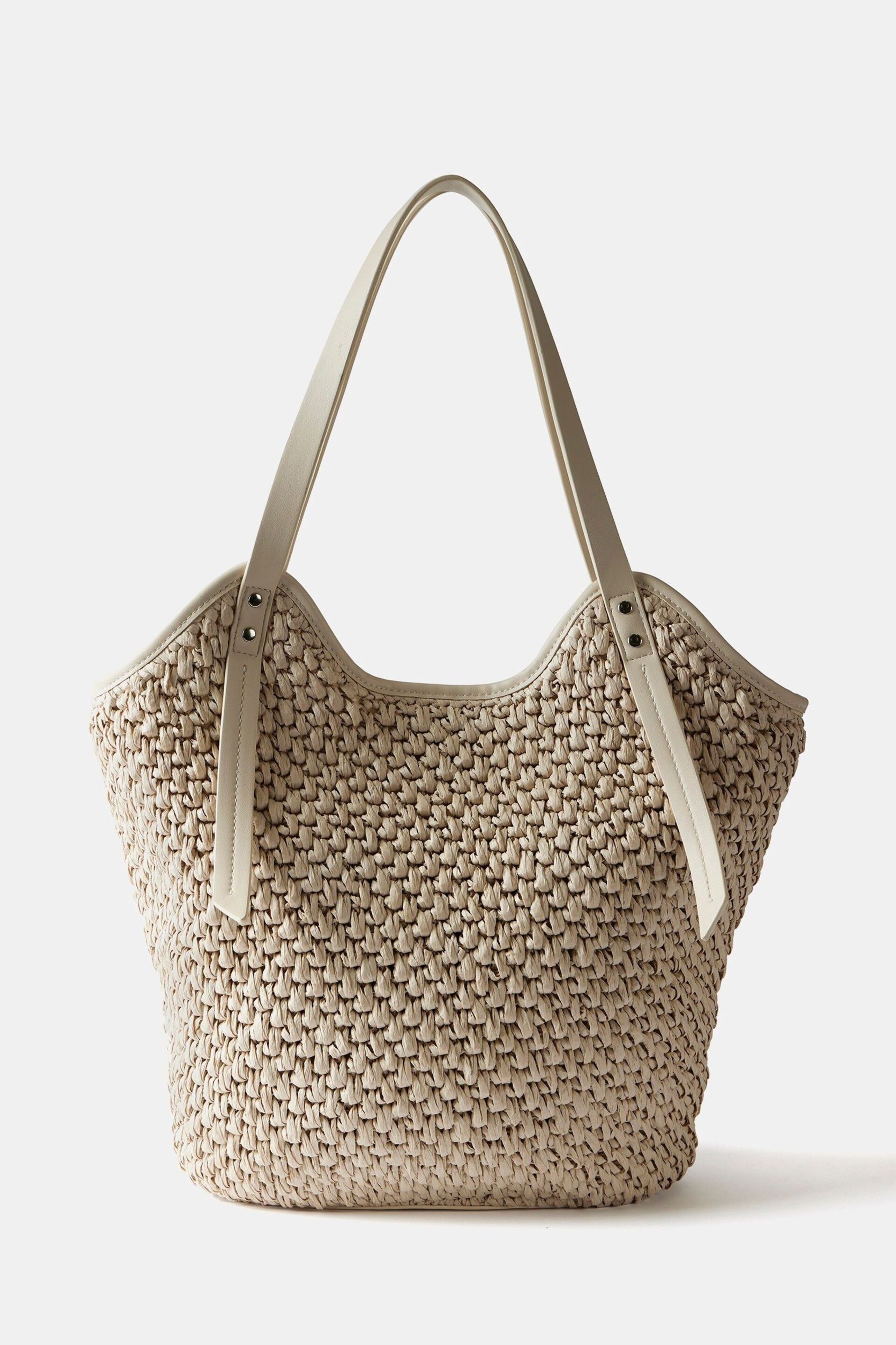 Mint Velvet Cream Paper Tote Bag - Image 3 of 5