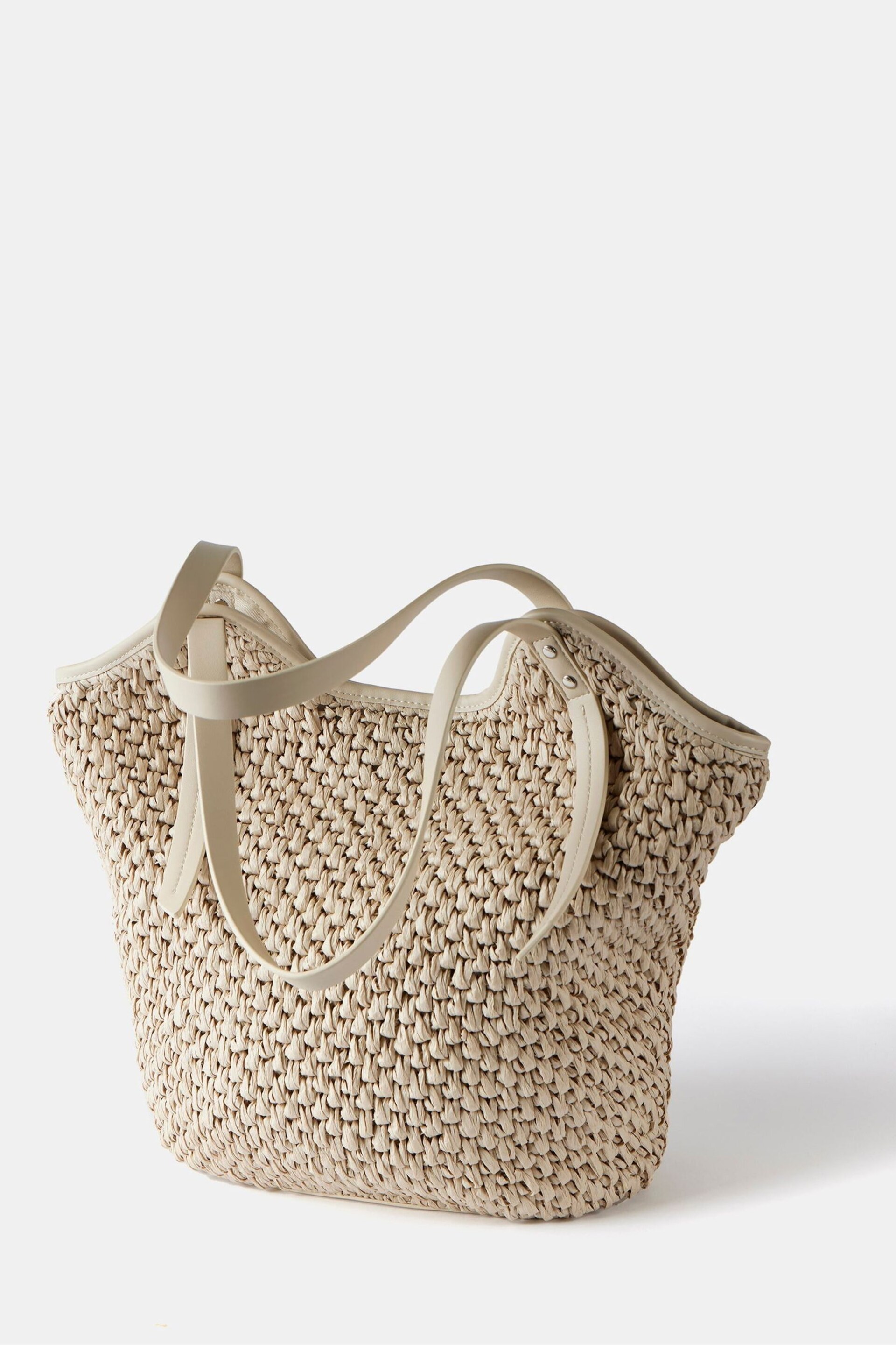 Mint Velvet Cream Paper Tote Bag - Image 4 of 5