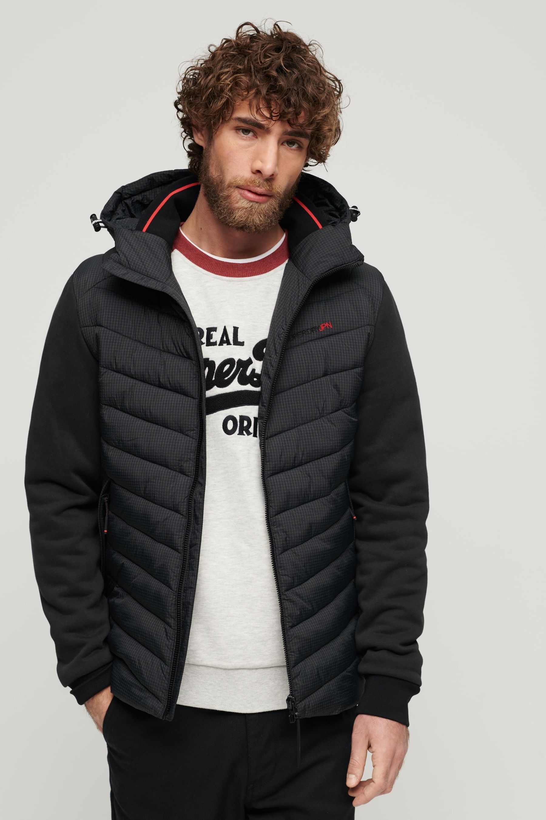 Superdry wool padded hybrid coat hotsell