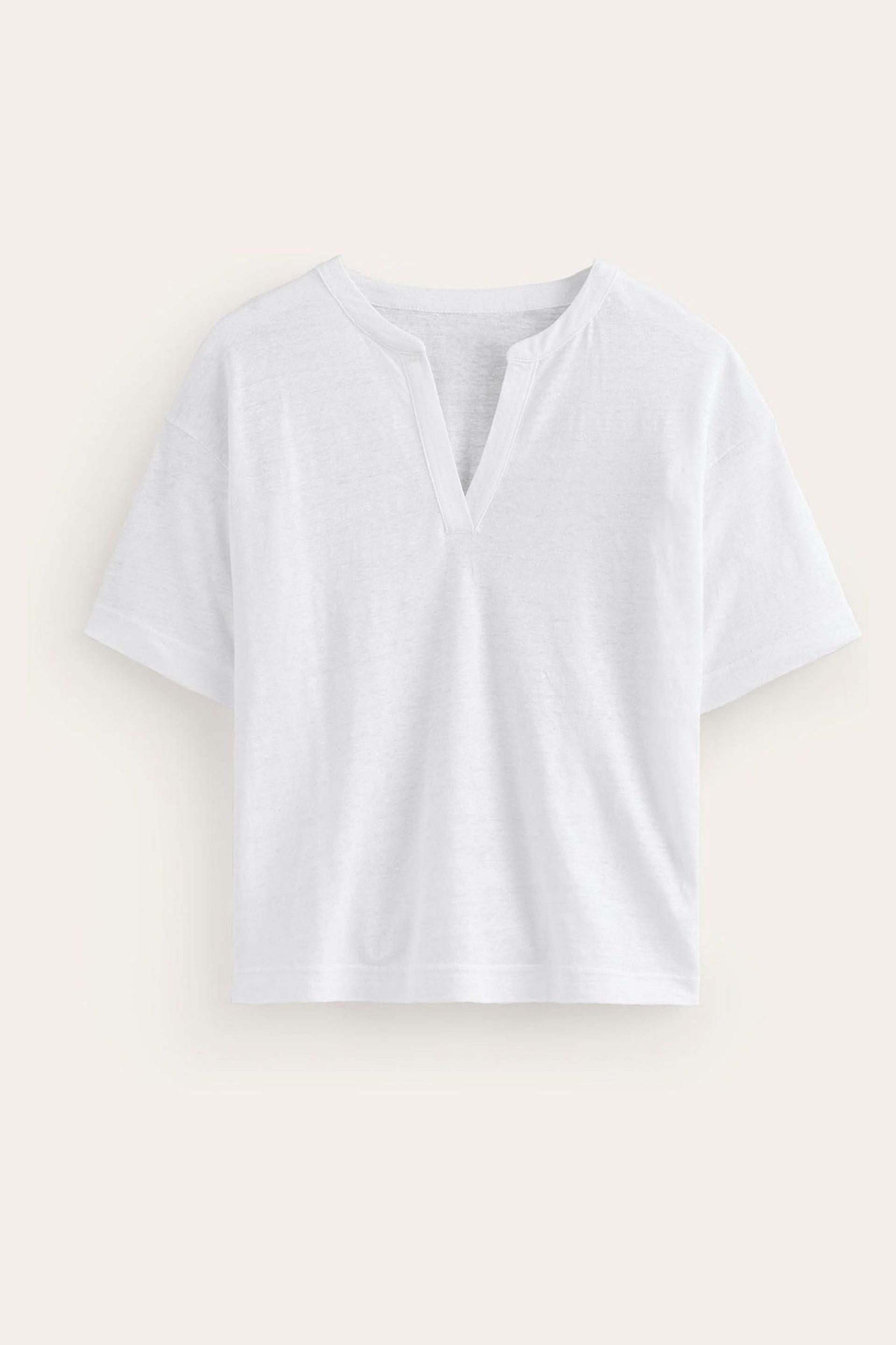 Boden White Notch Neck Linen Henley Top - Image 5 of 5