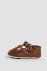 JoJo Maman Bébé Brown Classic Leather Bear Pre Walker Shoes - Image 4 of 4