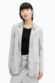 AllSaints Grey Ever Denim Blazer - Image 1 of 5